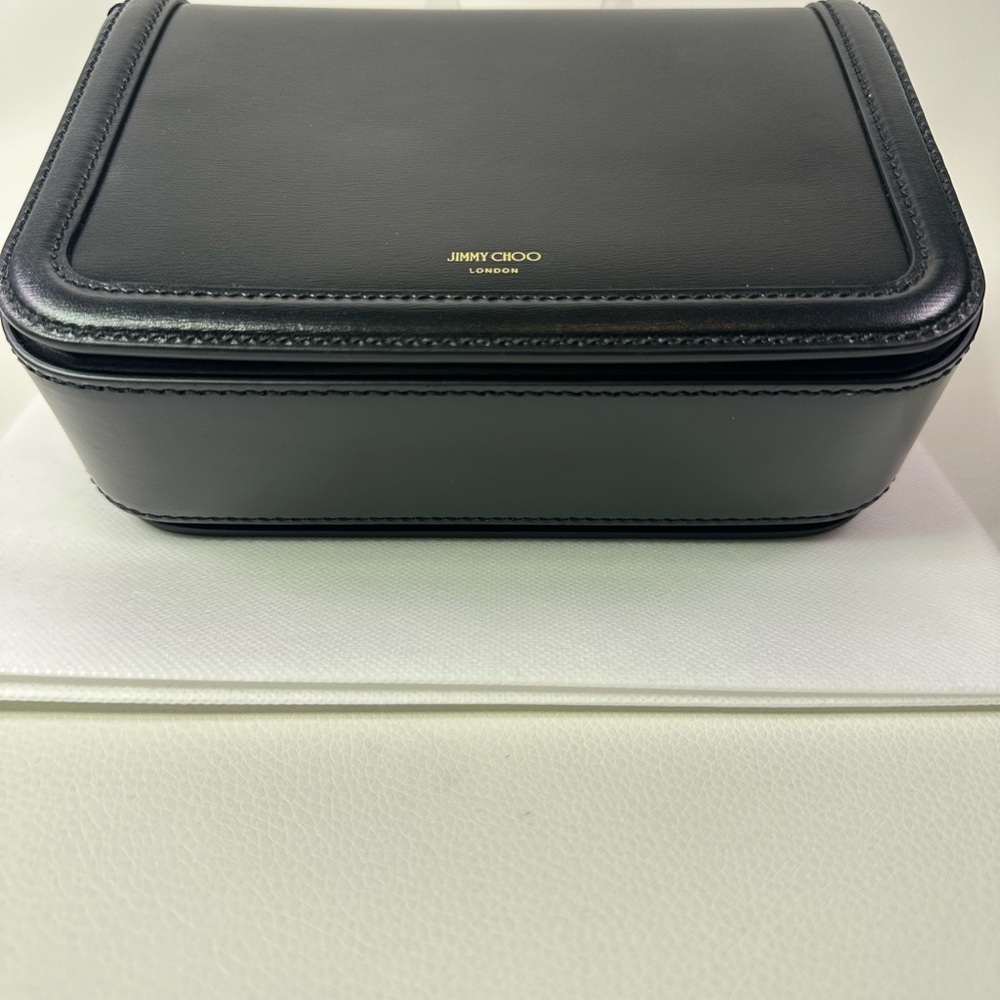 NEW JIMMY CHOO DIAMOND CROSSBODY BLACK LEATHER METAL NWT! - Picture 7 of 12